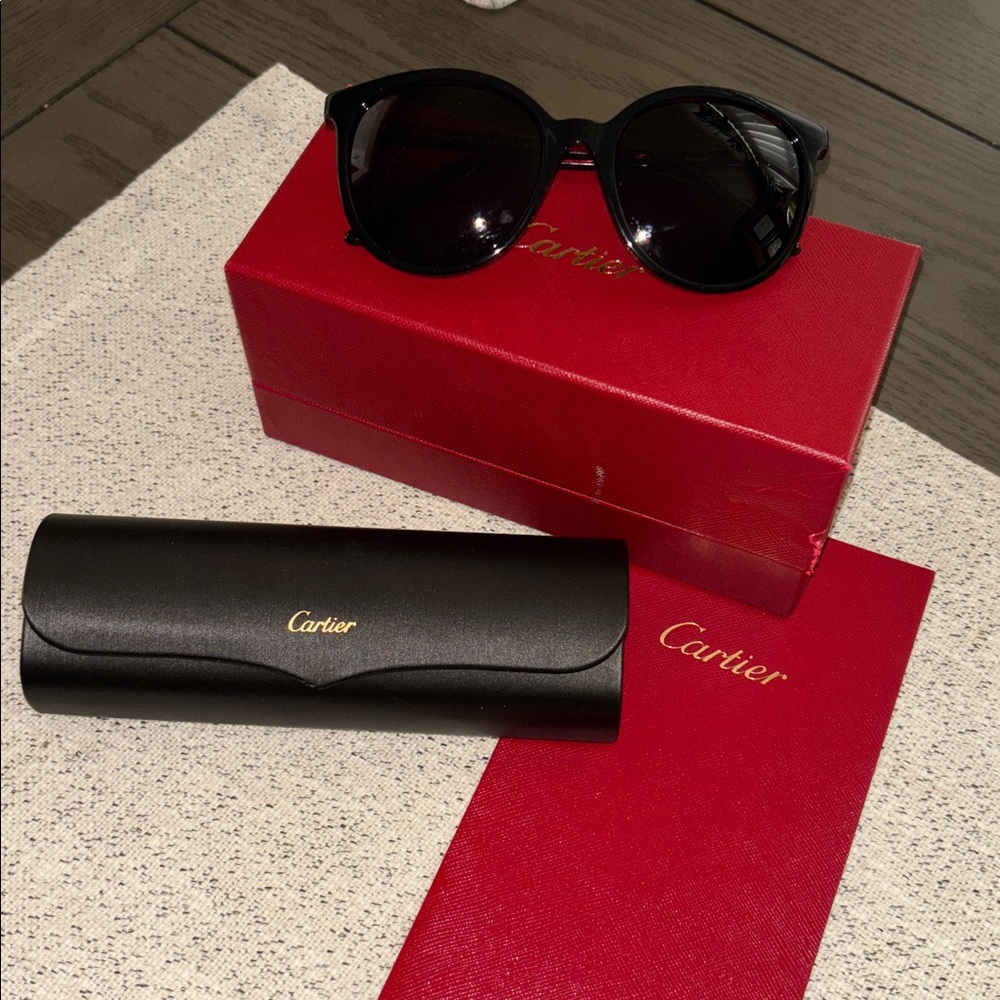 Authentic Cartier Black and Gold Sunglasses